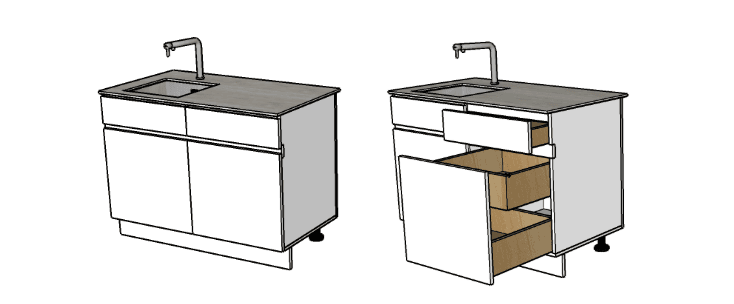 MADO PRESTIGE 120 C+E – casserolier et évier intégré