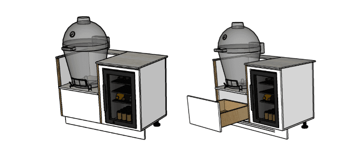 MADO PRESTIGE 120 K-F – emplacement Kamado et frigo intégré